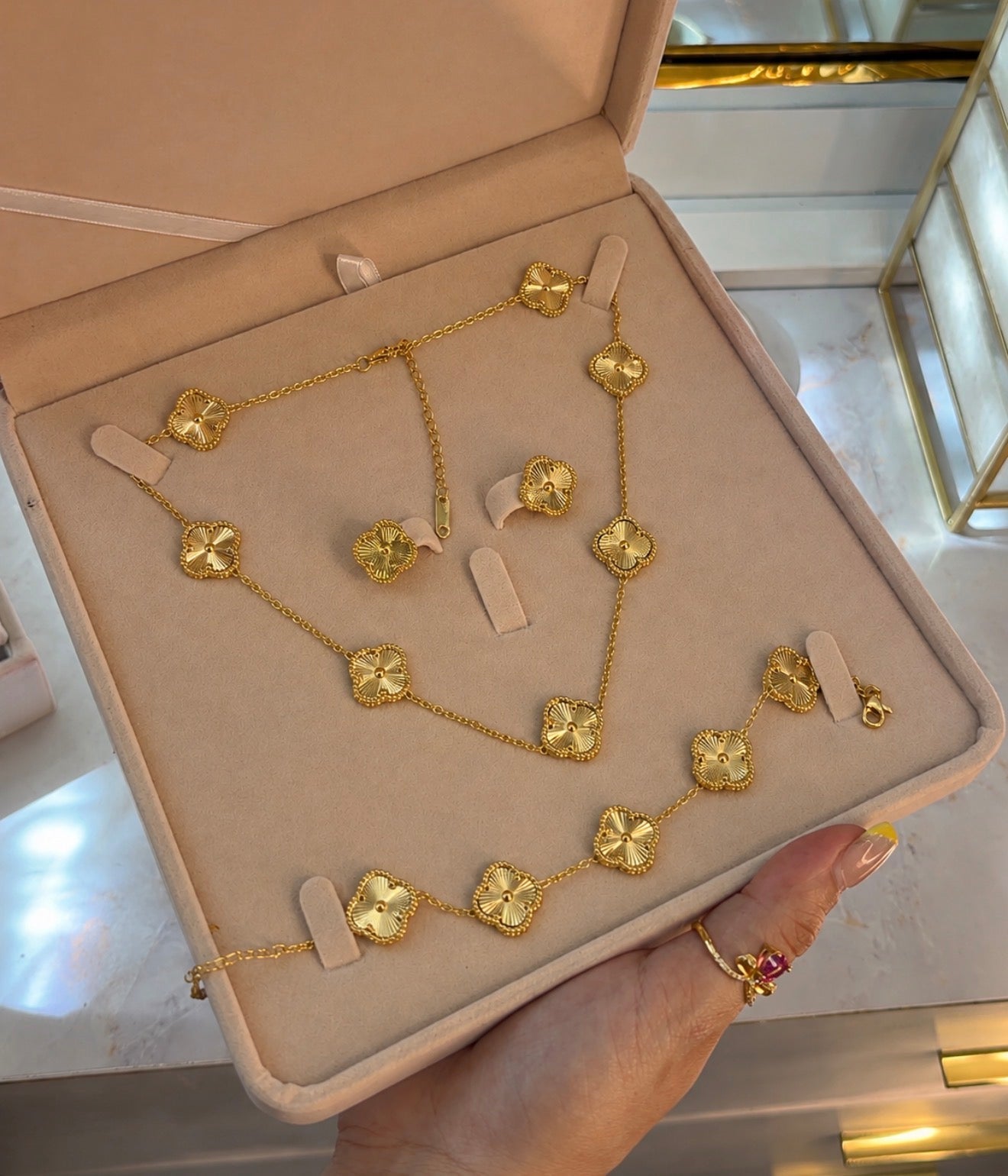 Van Cleef Gold Clover Jewelry Set ✨18k gold plated 316L stainless steel