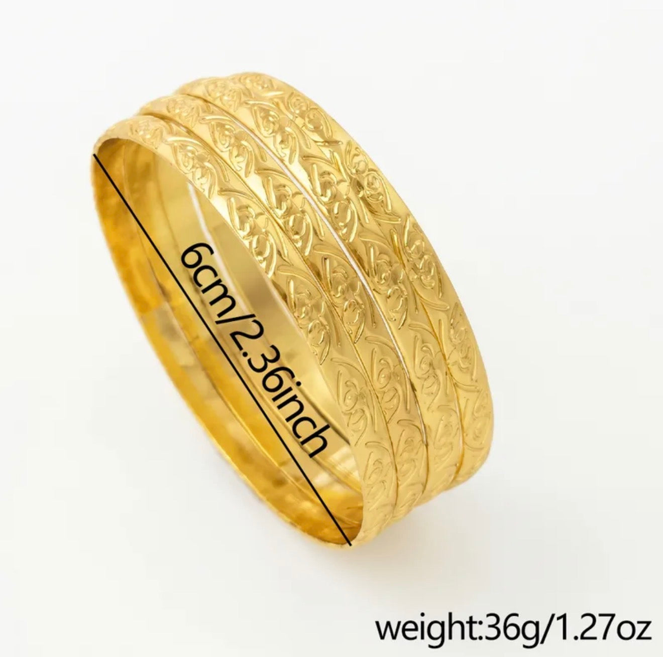 Classic Floral Gold Bangles ✨18k gold plated stainless (four)