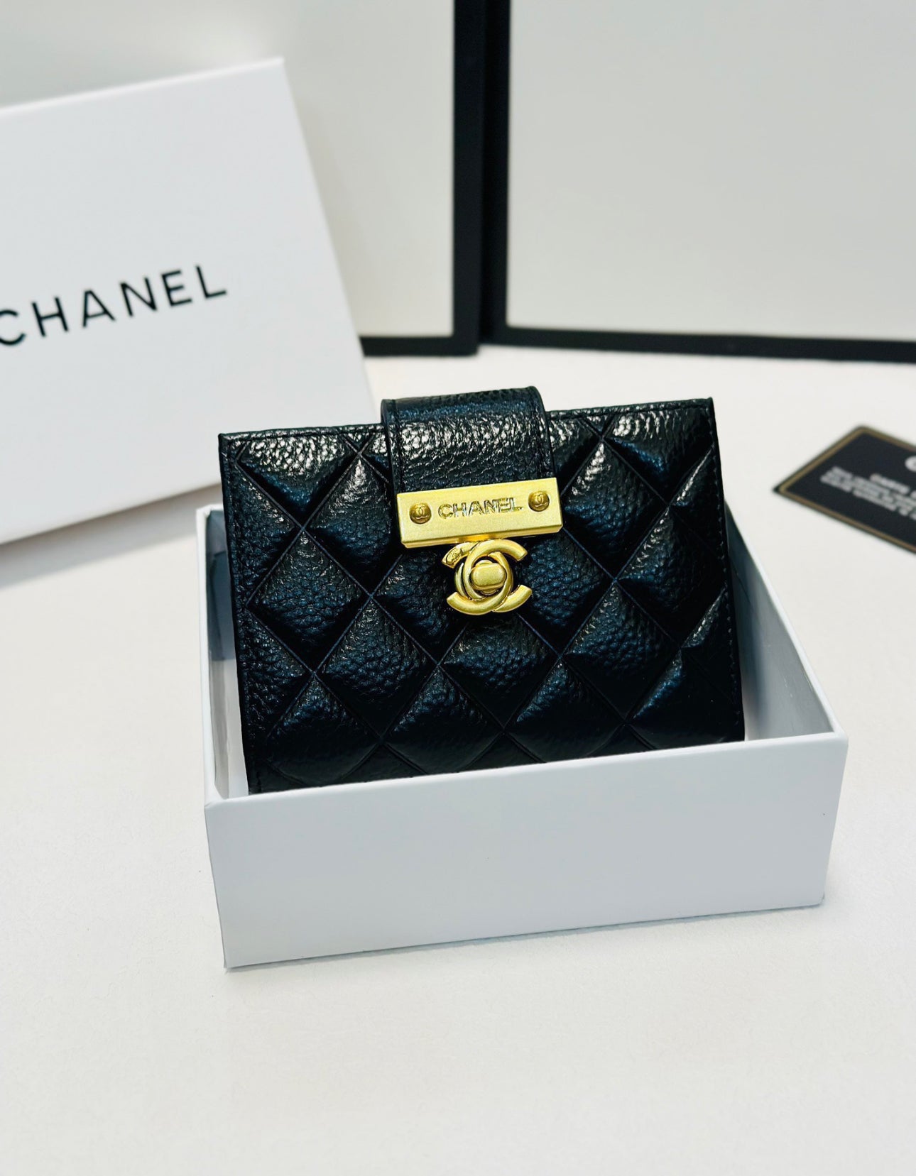 Chanel black wallet with premium leather finish