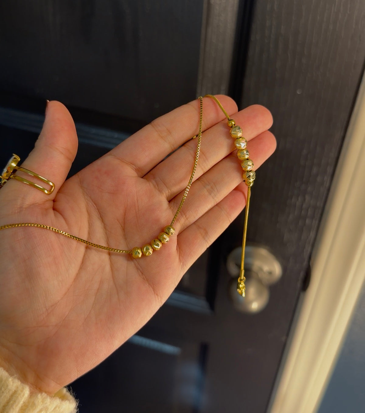 Diamond-Cut Gold Beaded Chain and bracelet ✨ in perium quality (real gold look)