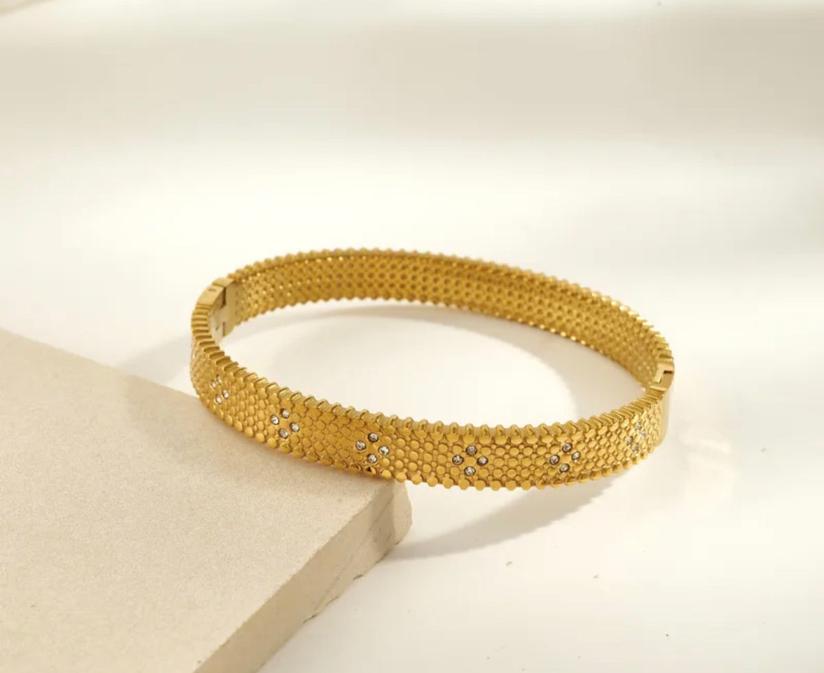 Golden Honeycomb Bangle ✨316L stainless steel 18k gold plated