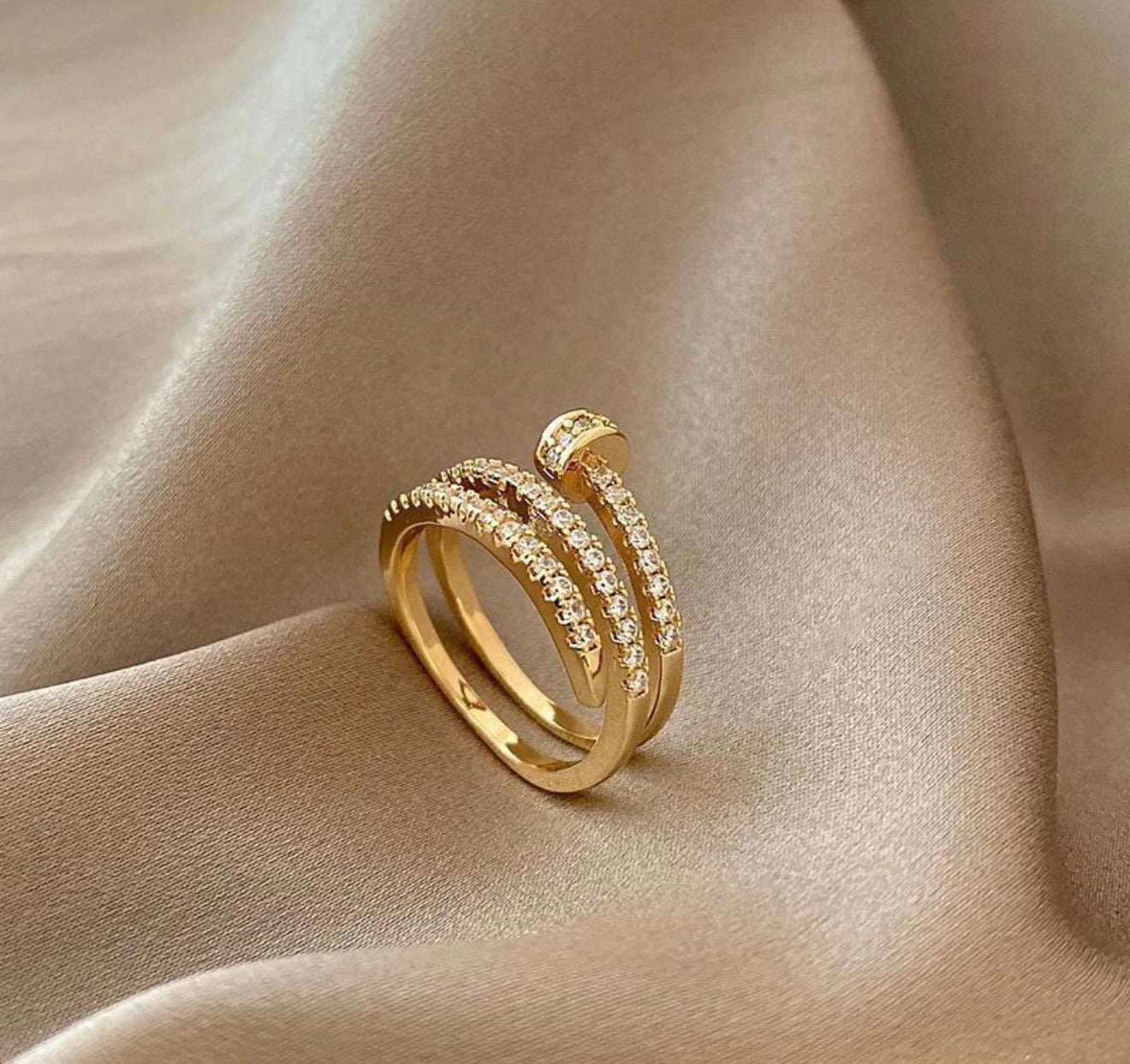 Golden Spark Nail Ring | Elegant Statement Ring for Women 18k gold plated stainless