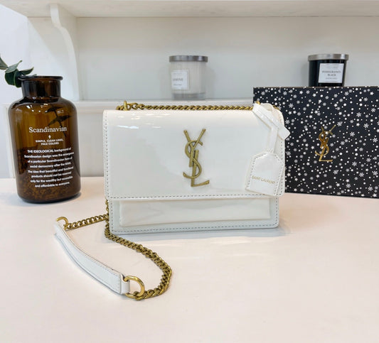 Saint Laurent white chain bag in perium quality with metal ysl logo