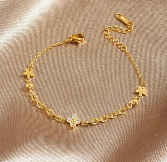 Golden Blossom Charm Bracelet stainless 18k gold plated