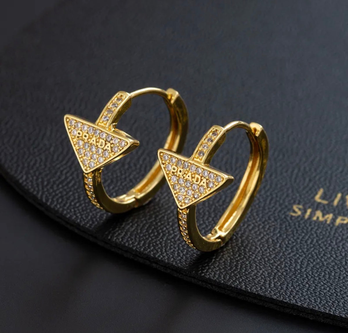 Prada Crystal Triangle Hoop Earrings ✨316L stainless steel