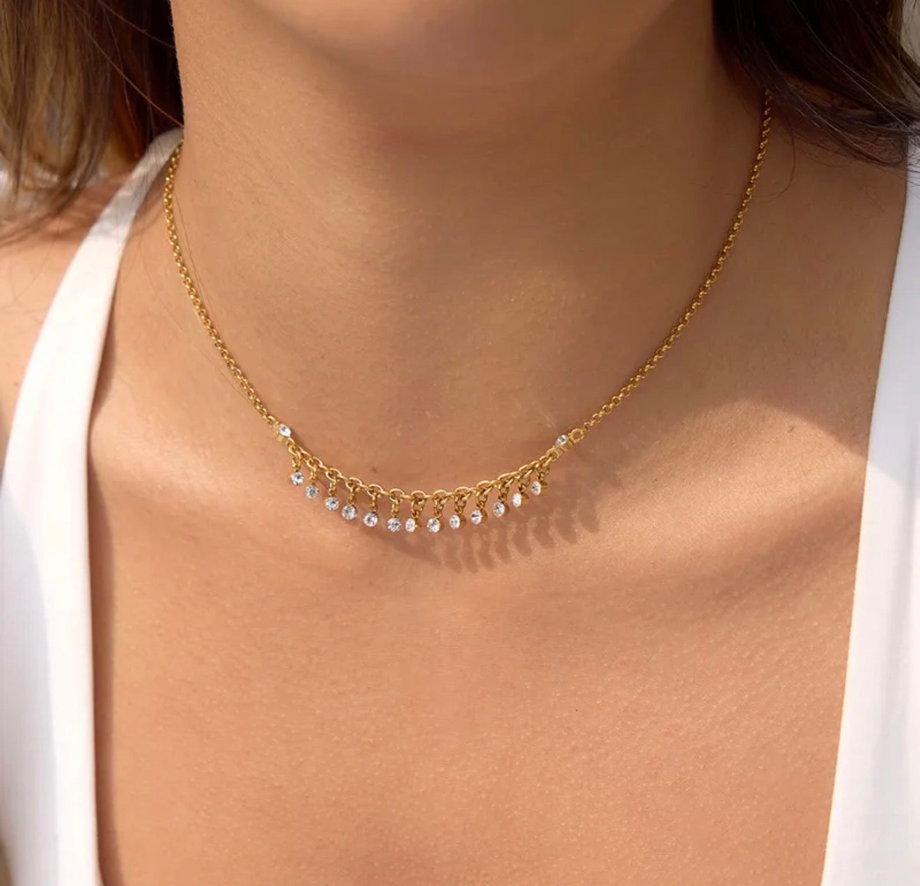 Twinkle Tassel Necklace 304 stainless steel 18k gold plated