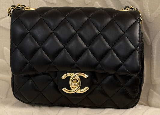 Chanel small black sling bag  | Premium Quilted Design | Gold CC Lock | Luxury Quality