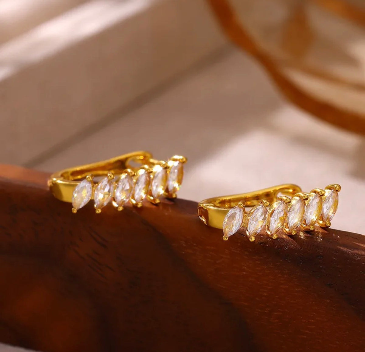 Marquise Crystal Huggie Earrings ✨18k gold plated stainless