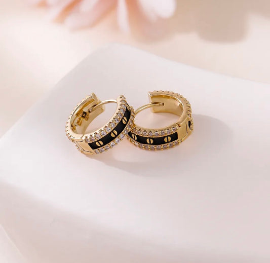 Fashionable hollow out hoops earrings 304 stainless steel 18k gold plated