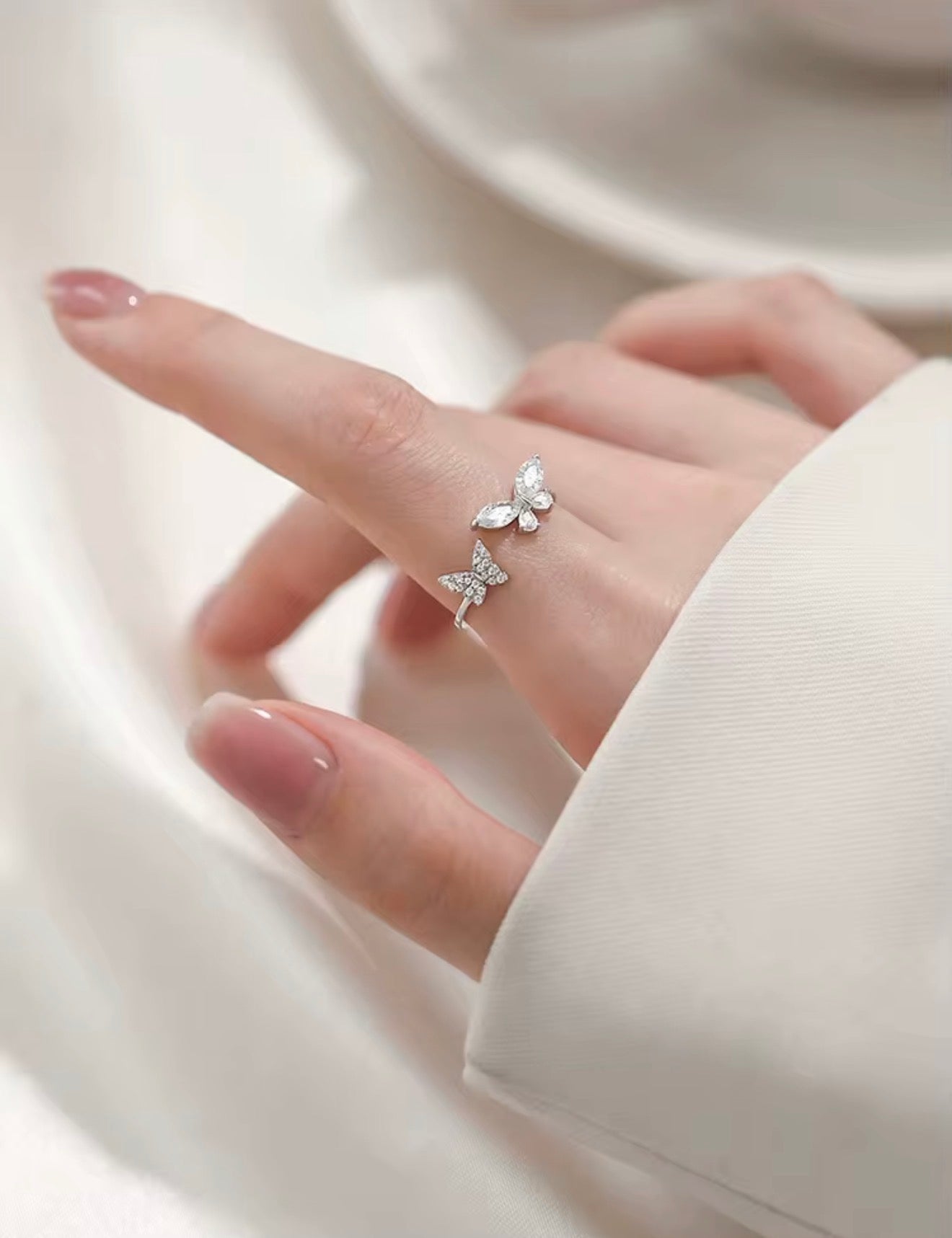925 sterling silver super cute butterfly high end ring