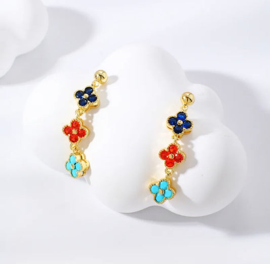 Color Pop Floral Dangles stainless 18k gold plated