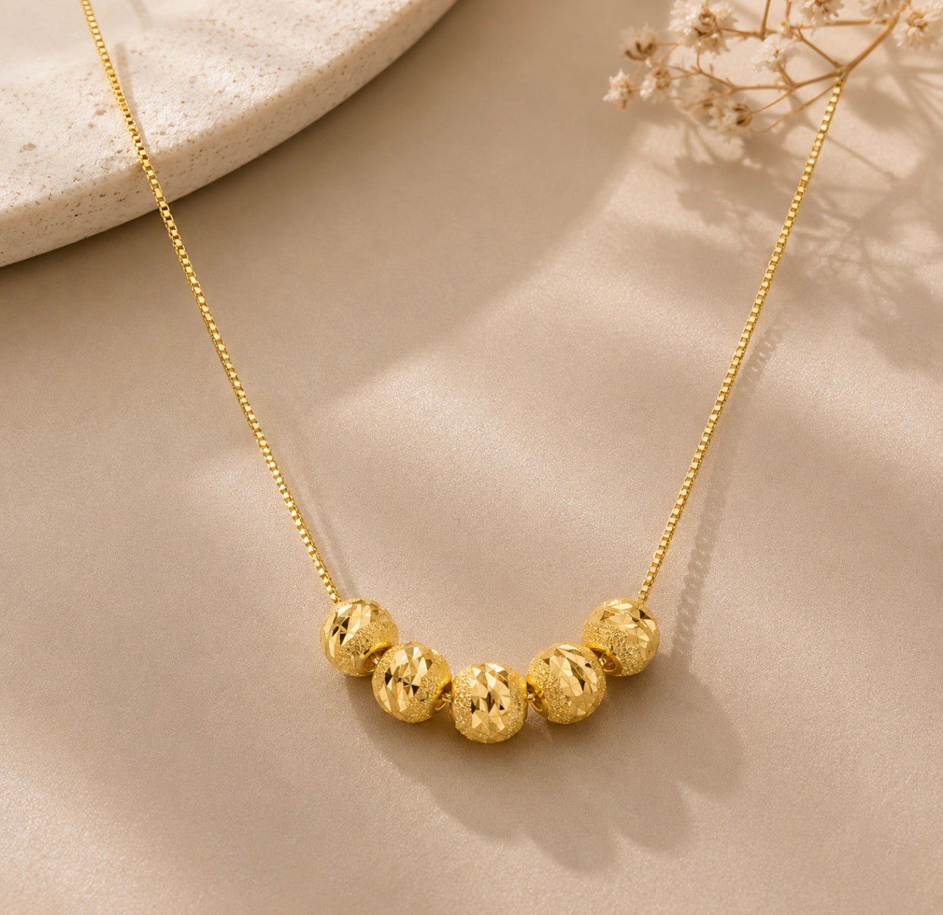 Real gold look beaded set✨316L stainless steel 24k gold plated in perium quality