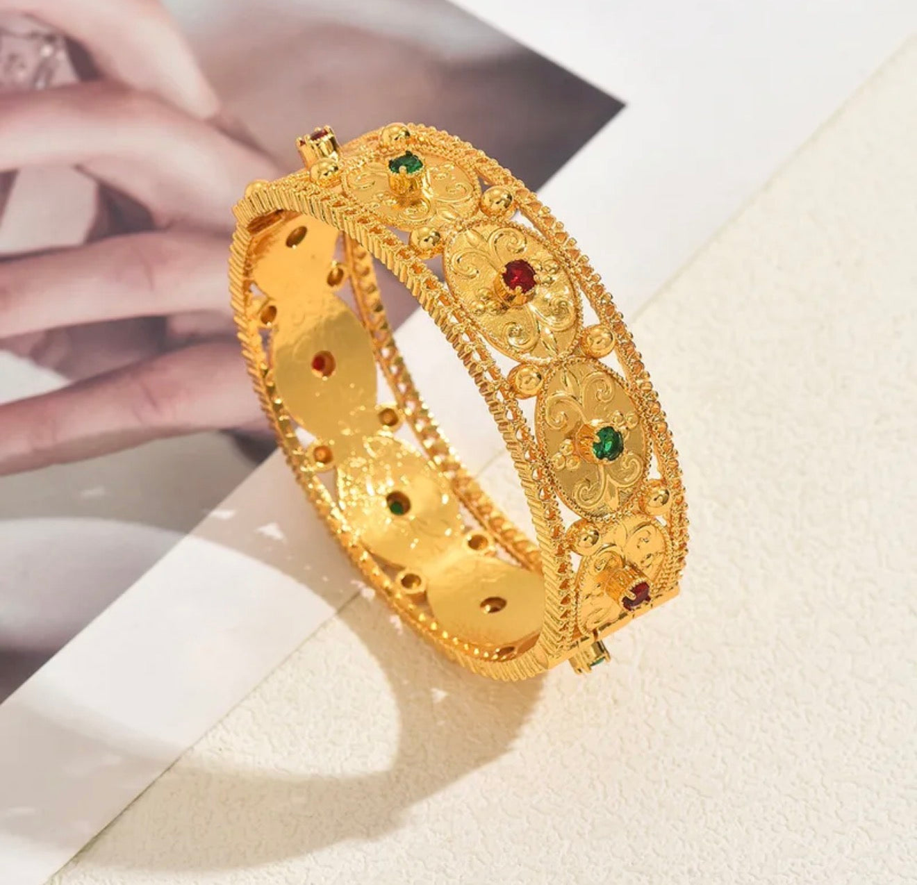 Empress Heirloom Gold Bangle 18k gold plated