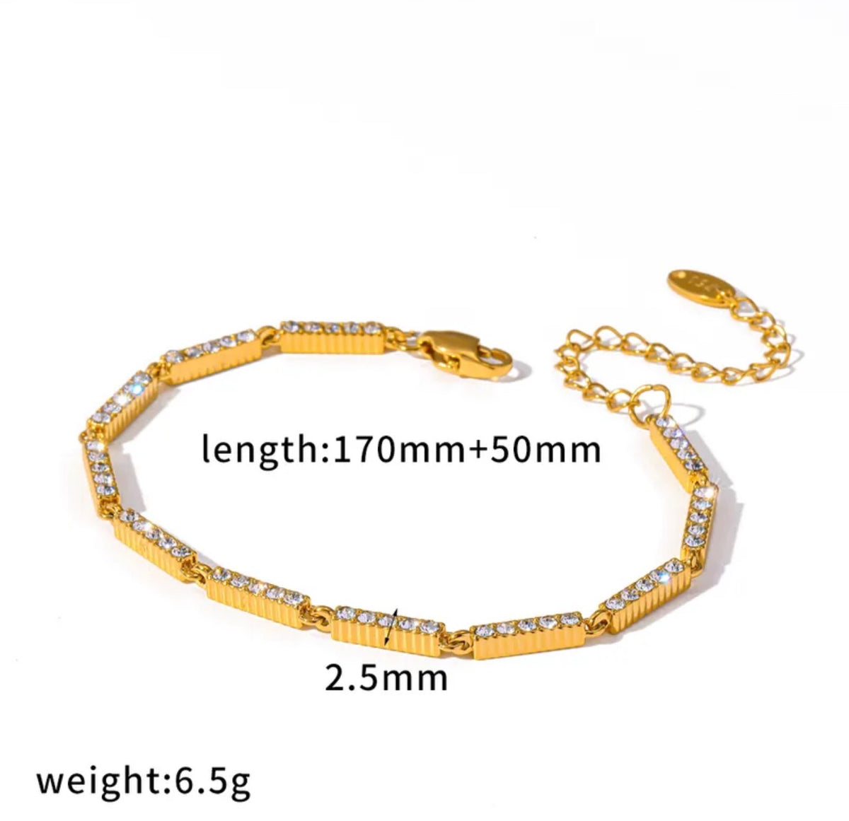 Crystal Link Gold Bracelet minimal look 18 k gold plated stainless