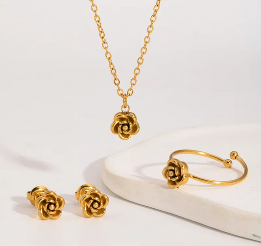 Pvd coated real gold rose set 18k gold plated