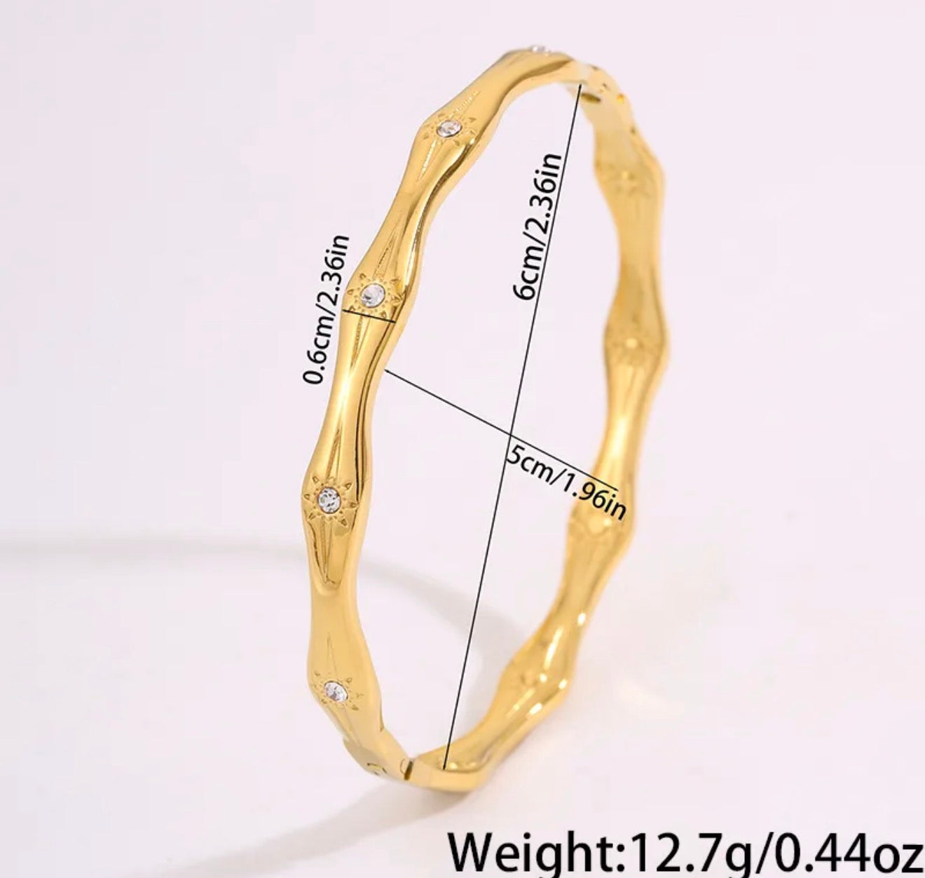 Mehbir Wave Glow Crystal bangle 18k gold plated stainless