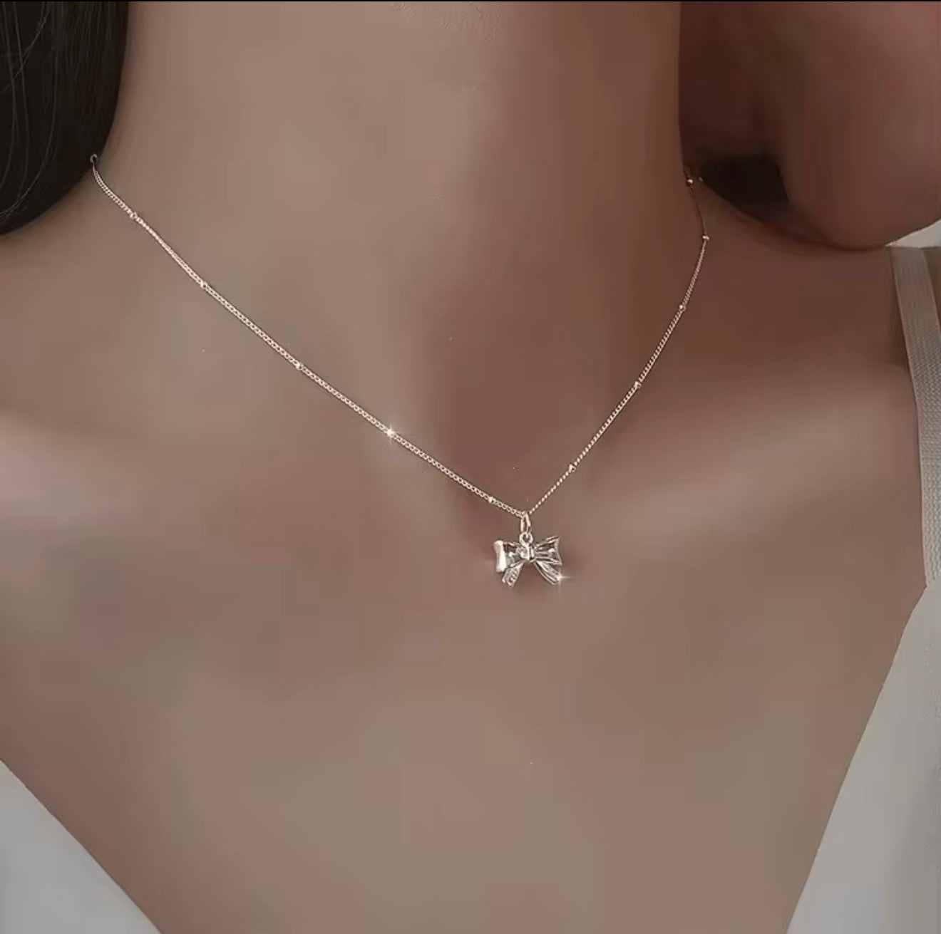 925 sterling silver bow necklace simple versatile chain