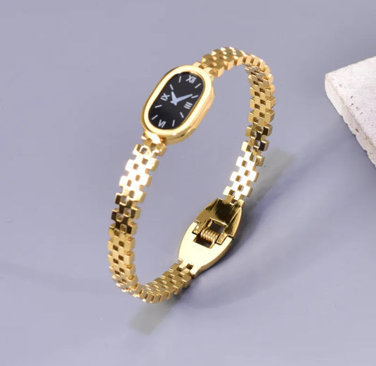 Luxurious watch type bracelet 304 stainless steel 18k gold plated