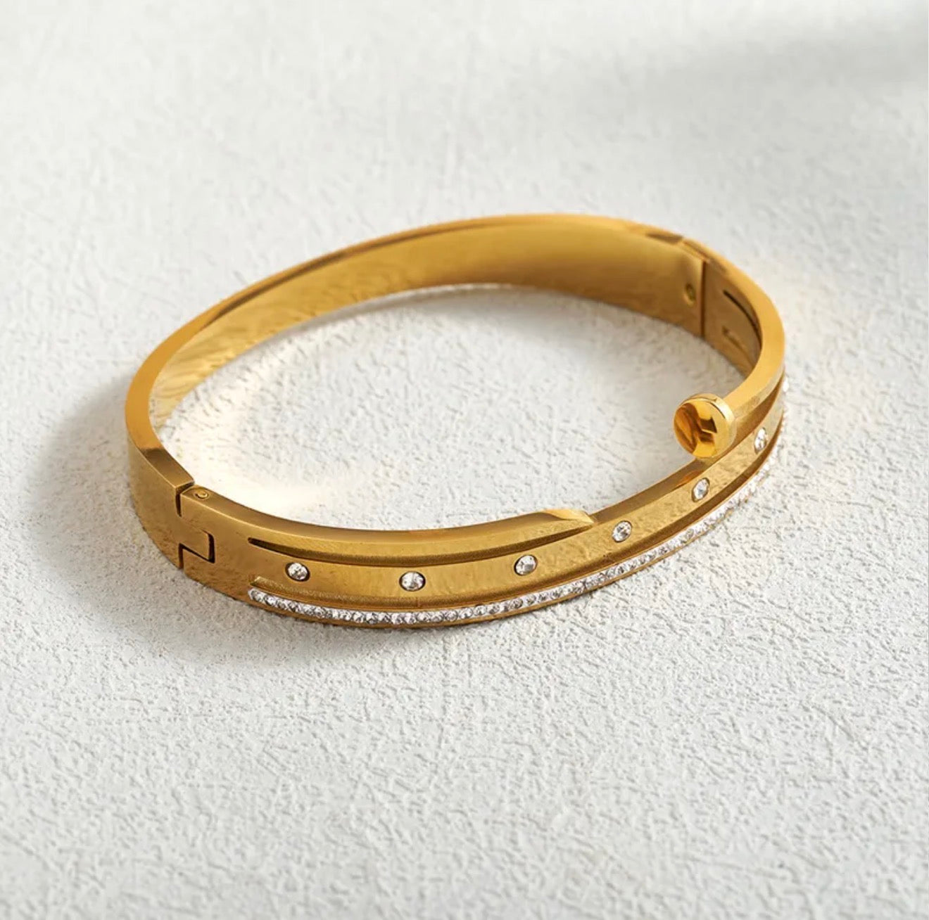 Golden Rivet Luxe stylish 18k gold plated stainless steel bracelet