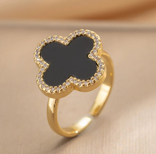 Black Clover Statement Ring in Gold 304 stainless steel 18k gold plated