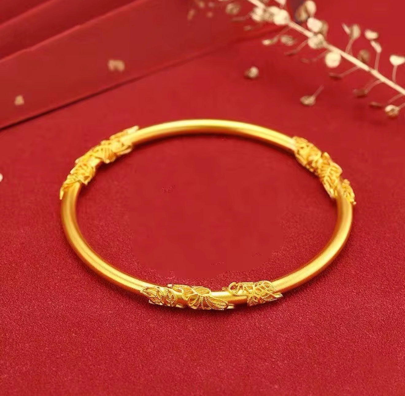 Maharani Floral Gold Kada 18k gold plated stainless steel