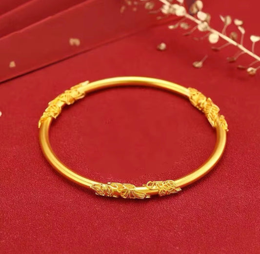 Maharani Floral Gold Kada 18k gold plated stainless steel