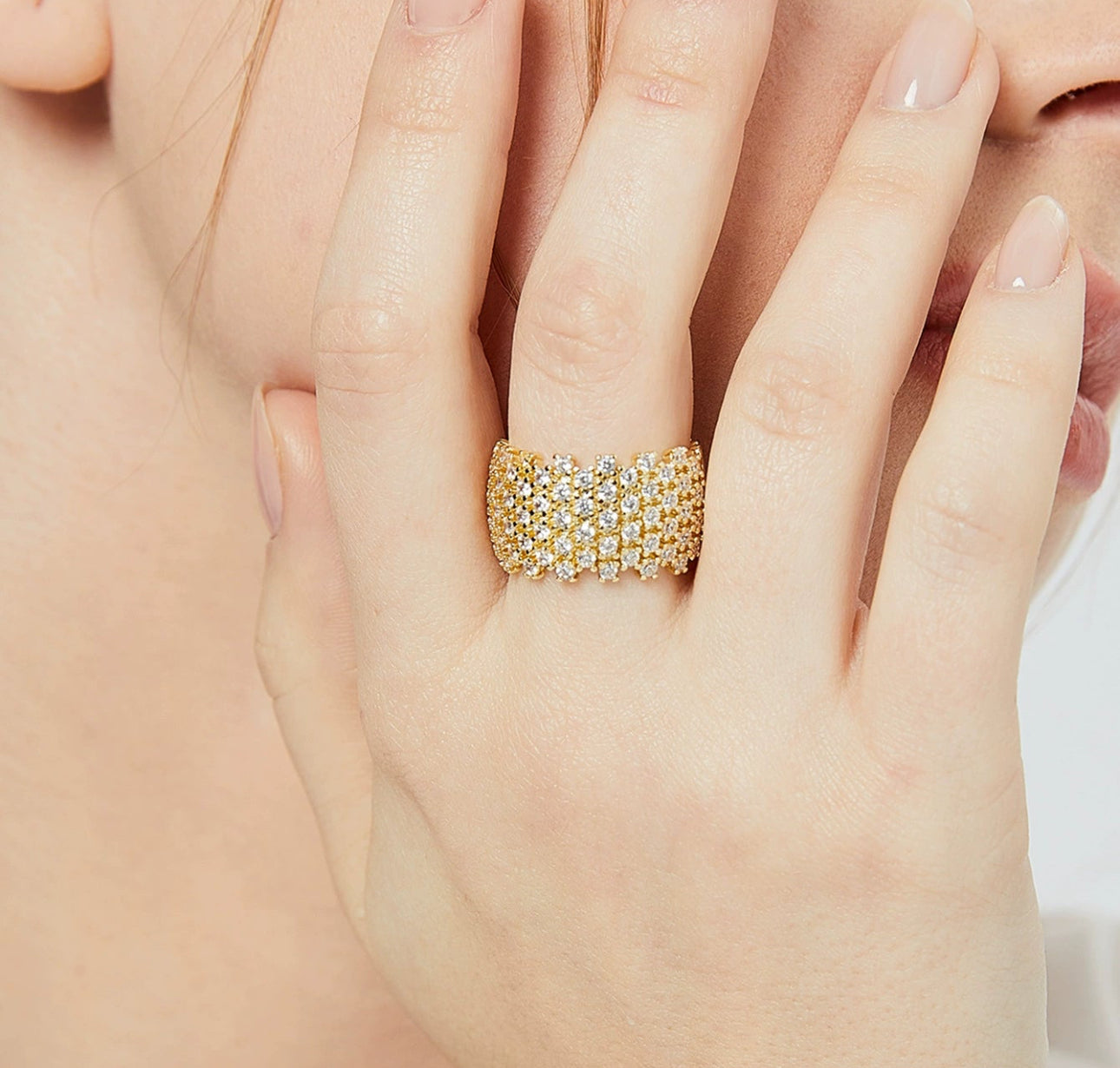 Golden Luxe Crystal Statement Ring 304 stainless 18k gold plated