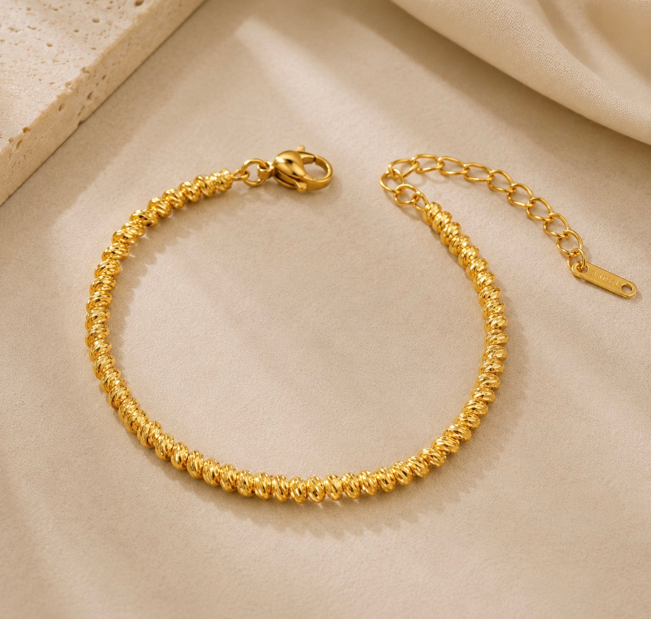 Textured Gold Bead Bracelet ✨316L stainless steel 24k gold plated