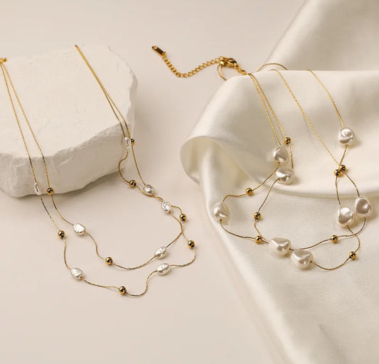 Simple daily wear 304 stainless steel 18k gold plated double chain