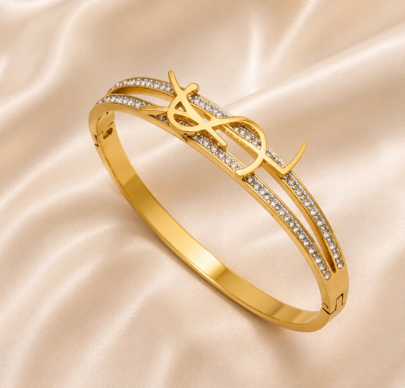 YSL Crystal Gold Bangle ✨18k gold plated stainless