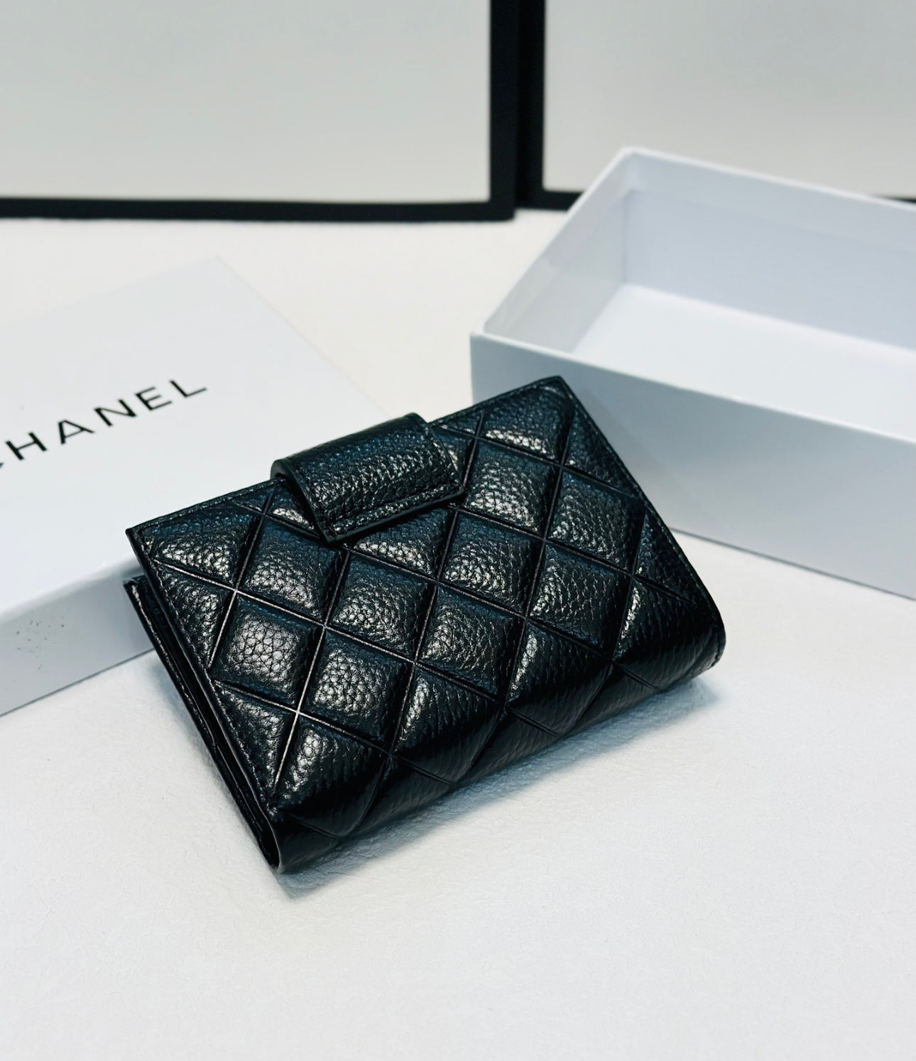 Chanel black wallet with premium leather finish