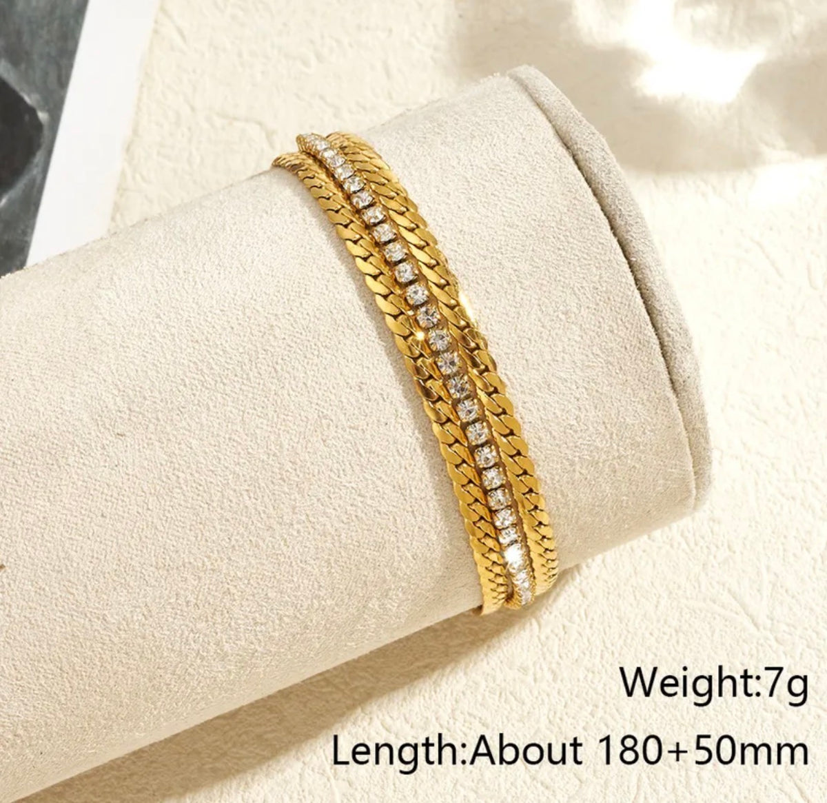 Luxury Gold Crystal Chain Bracelet ✨perfect for daily wear 18k gold plated stainless