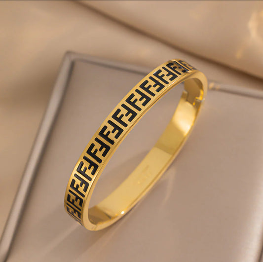 Moderate luxury letter 304 stainless steel 18k gold plated bracelet