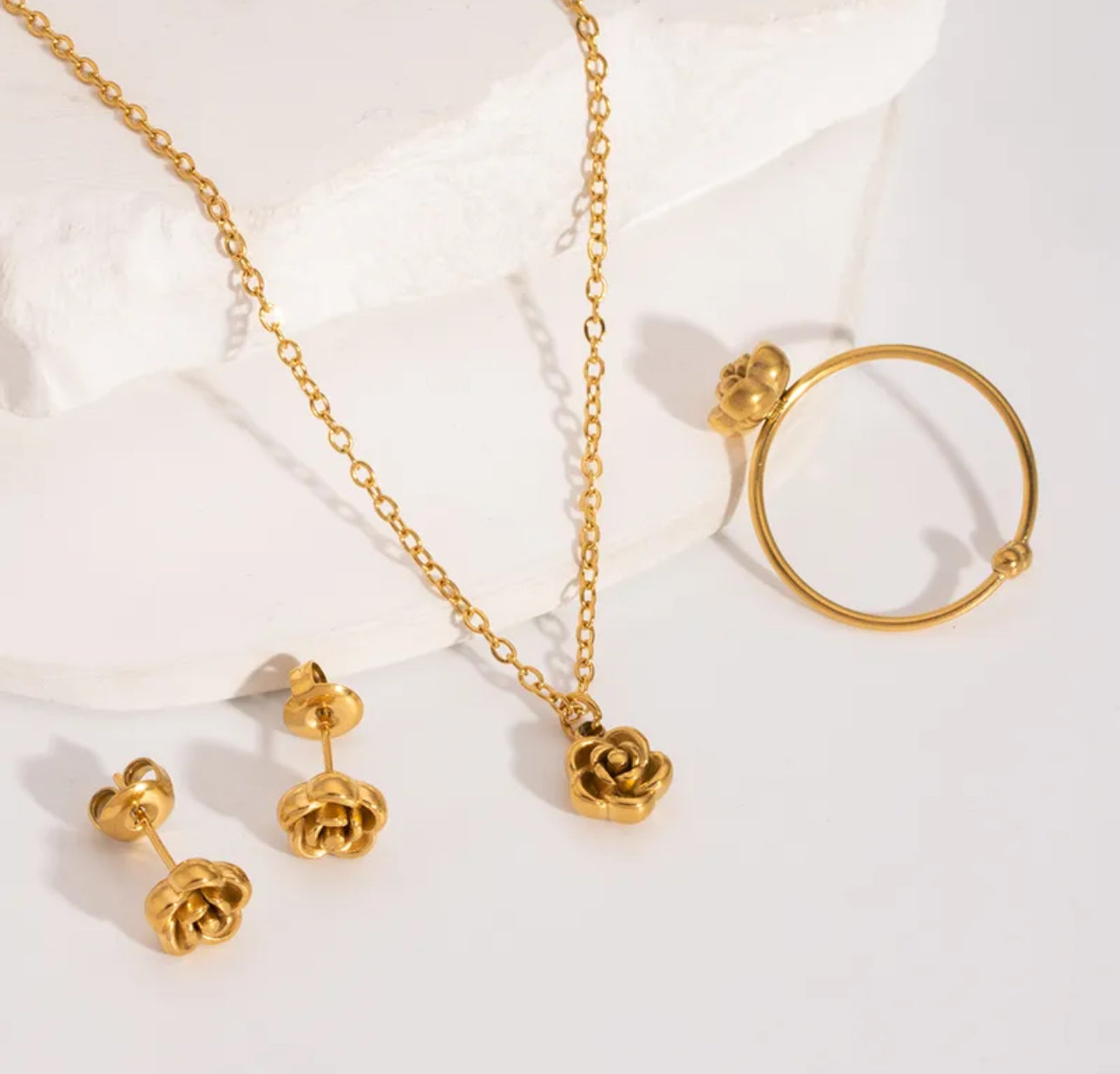 Pvd coated real gold rose set 18k gold plated