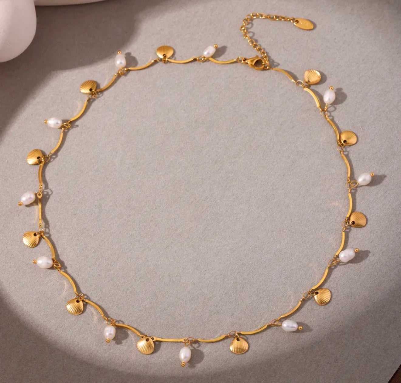 Pearl Seashell Charm Necklace ✨316L stainless steel 18k gold plated