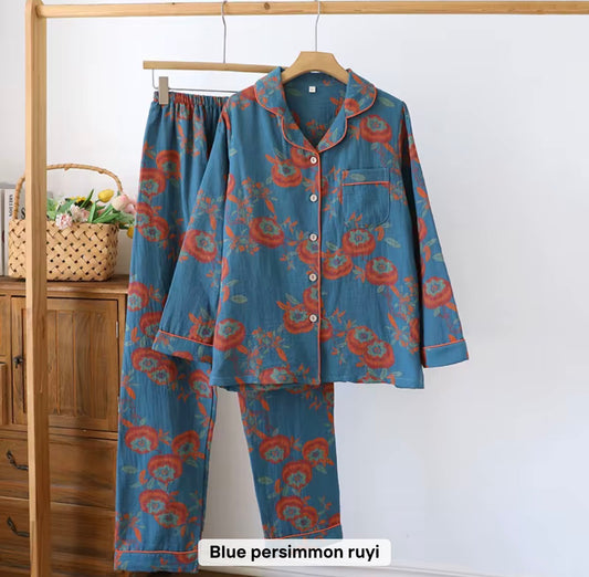 Blue persimmon ruyi co-ord 100% pure cotton double shaded
