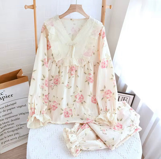 Charming Floral Lace Co-ord Set 100% pure cotton