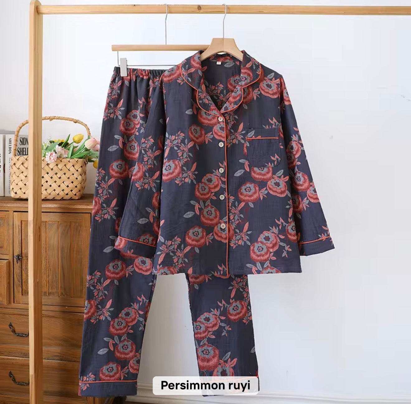 Autumn Bloom Pajama Set 100% pure cotton double shaded