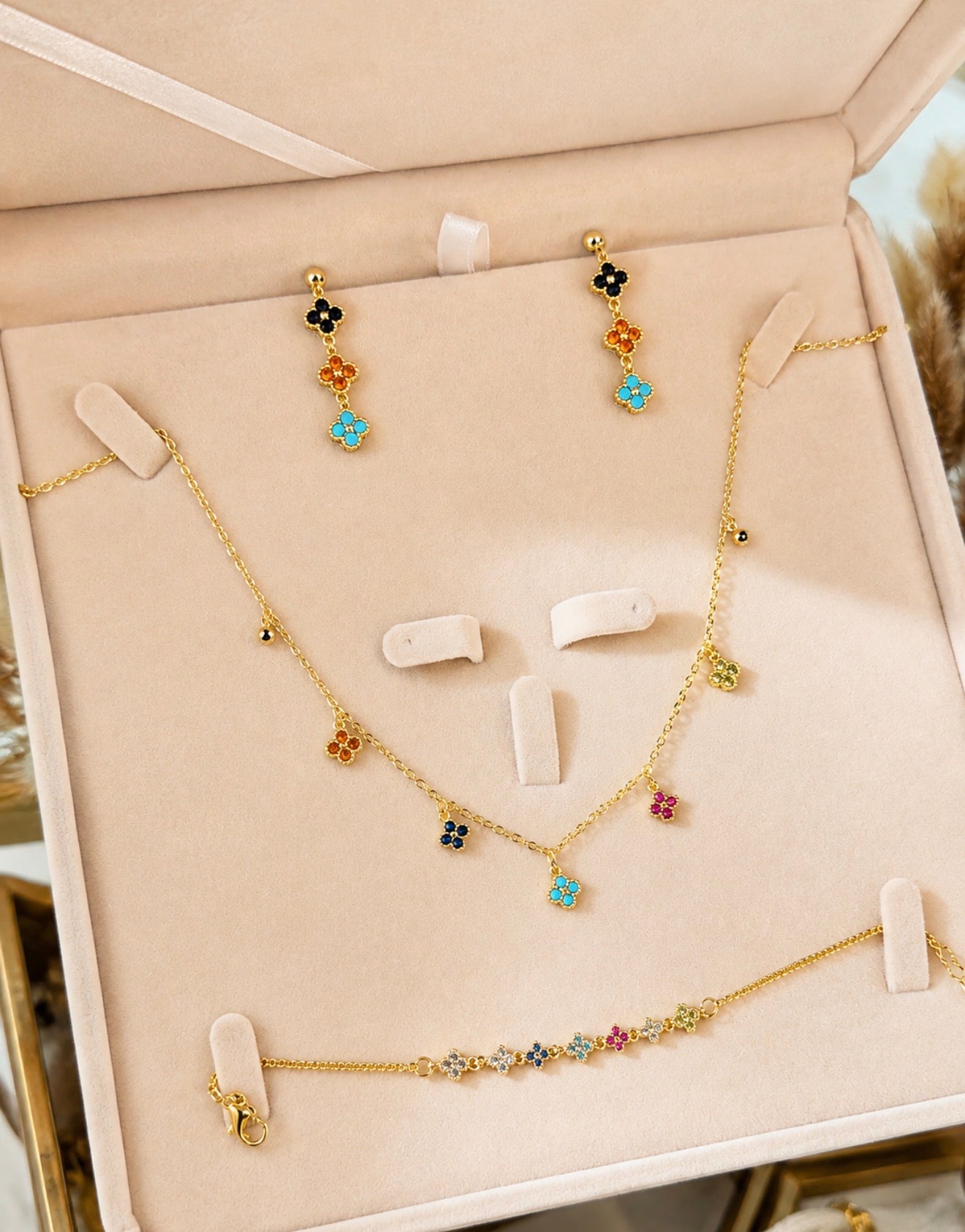Multicolor Floral Jewelry Set 🌸✨18k gold plated stainless
