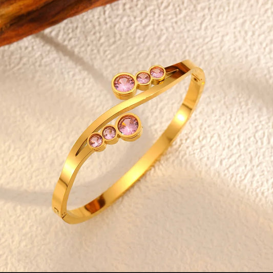 Vintage style 304 stainless steel 18k gold plated bracelet