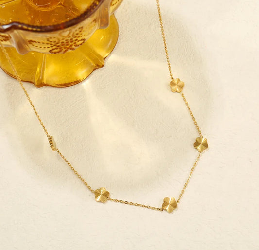 Romantic style modern style flower 304 stainless steel necklace