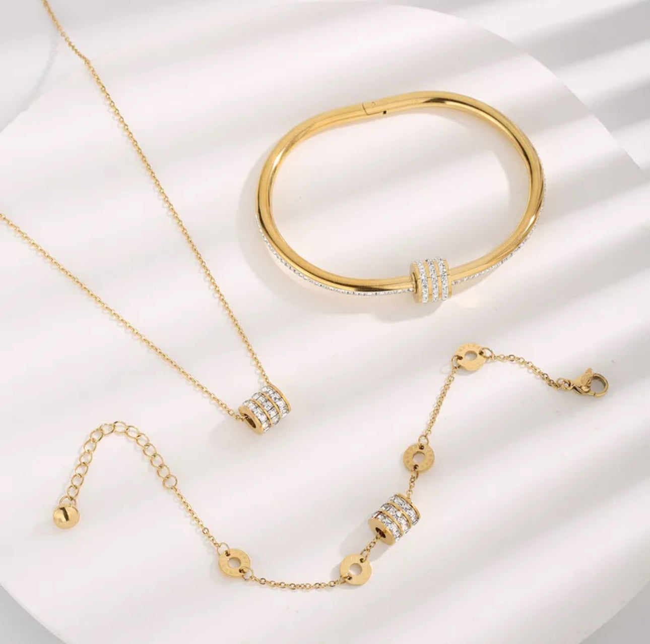 3 piece gorgeous 304 stainless steel 18k gold plated