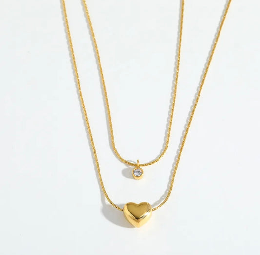 Elegant double chain stainless steel 18k gold plated