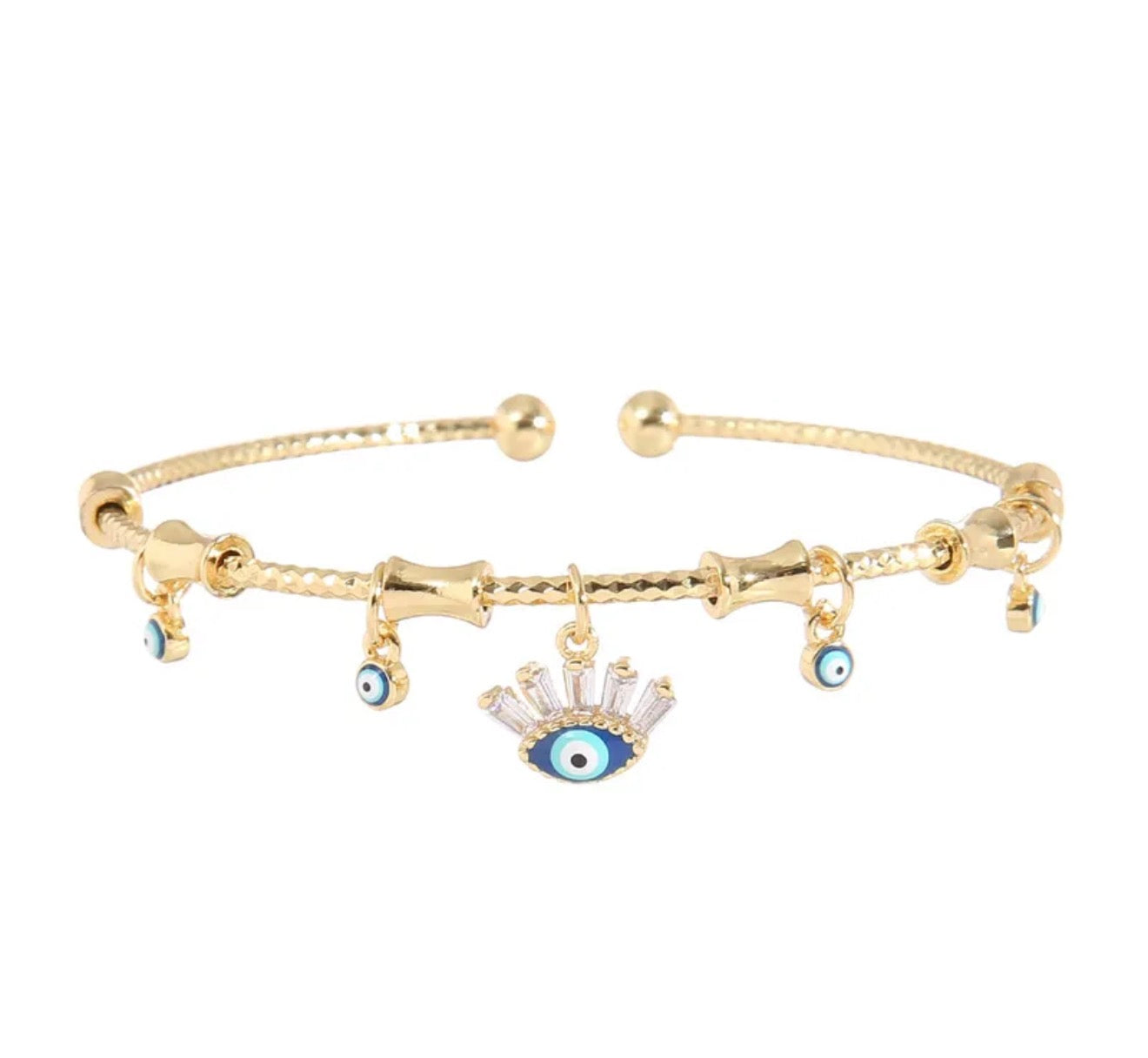 Minimalist Evil Eye Charm Bracelet 18k gold plated stainless