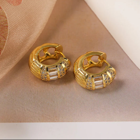 Golden daily wear 18k gold plated earrings