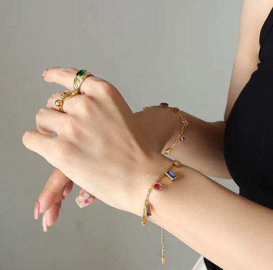 Lg style shine geometric stainless steel 18k gold plated bracelet