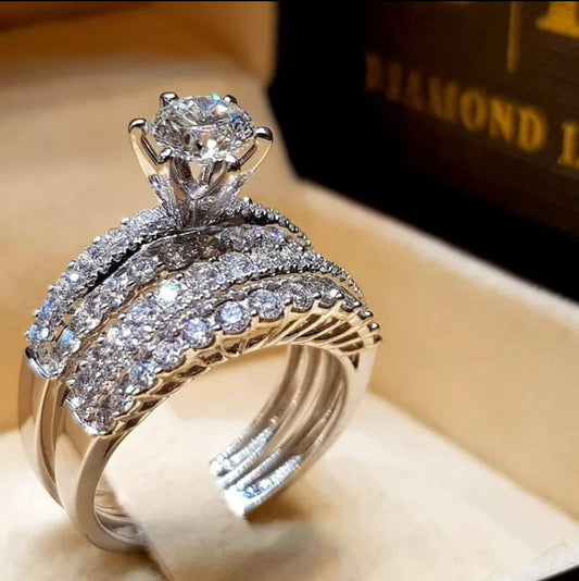 Luxurious romantic shiny alloy plating double ring
