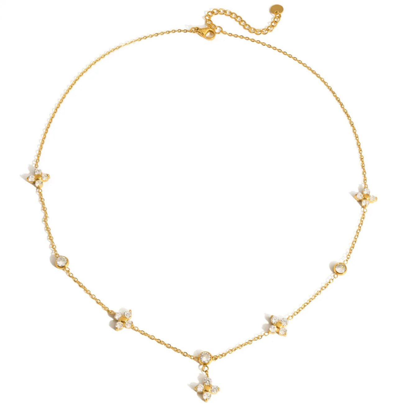 Delicate Flower Shine Everyday Cute Necklace 18k gold plated stainless