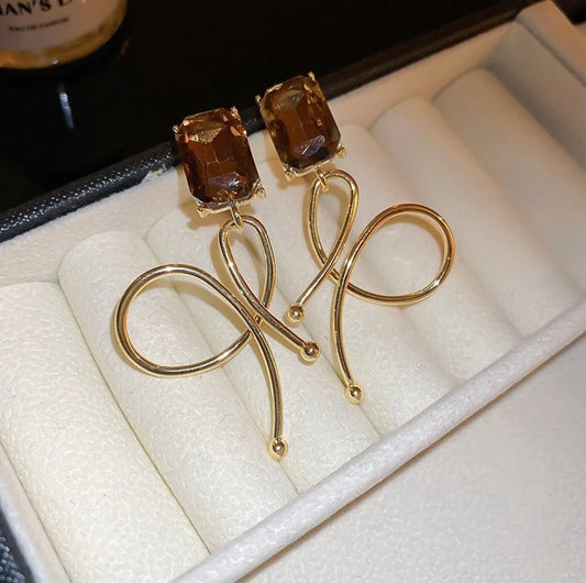 Brown stone stylish earrings