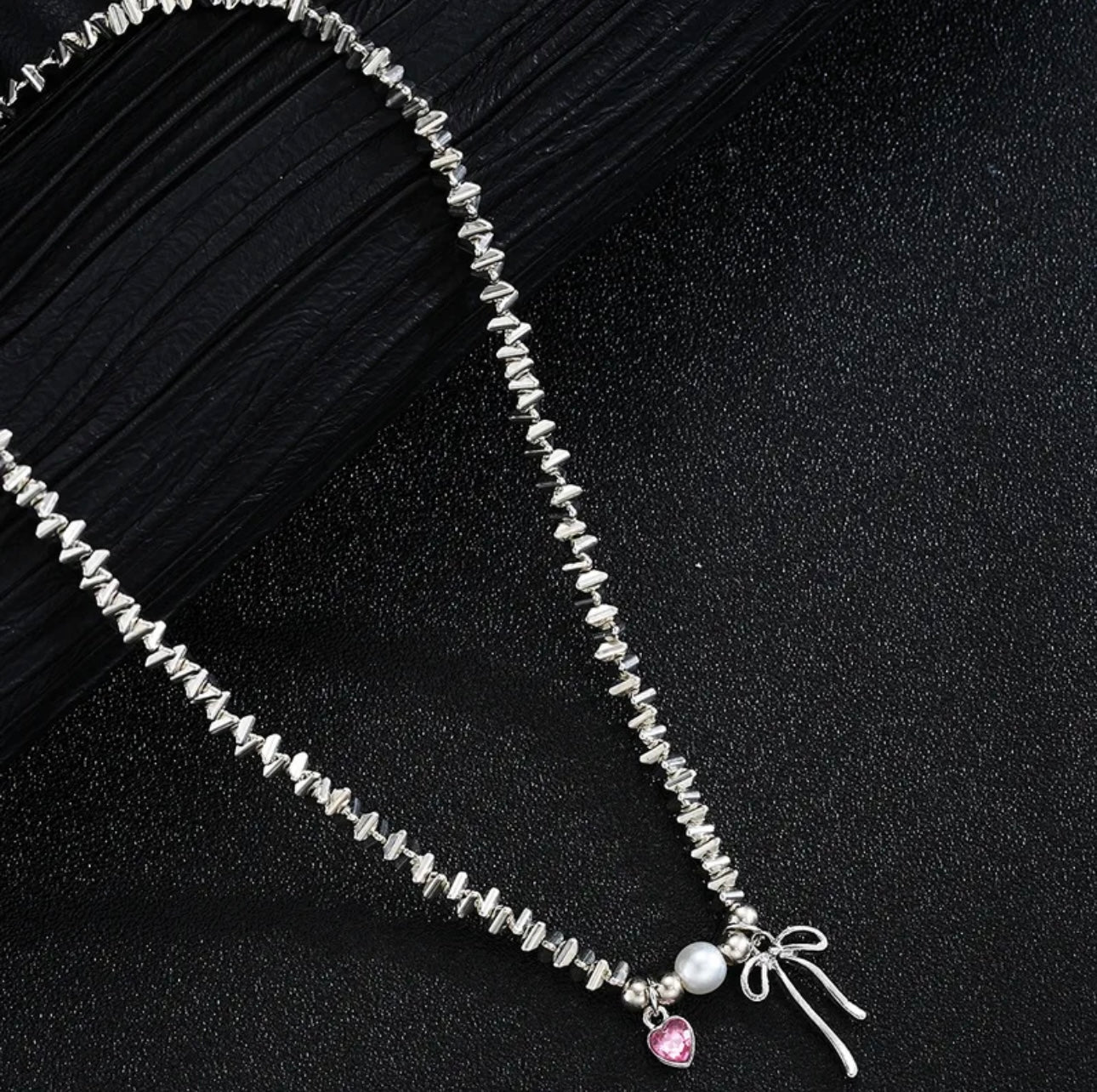 Fairy style heart shape bow knot necklace and bracelet